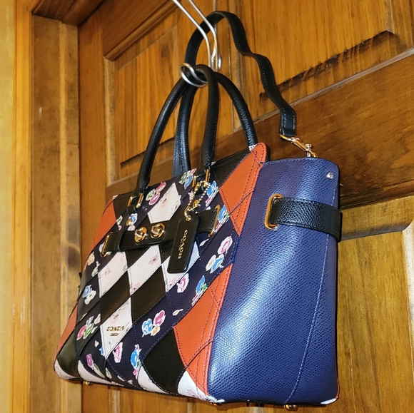 COACH SWAGGER FLORAL PATCHWORK CARRYALL MULTI-COLOR SATCHEL BAG F38210 - Picture 12 of 16